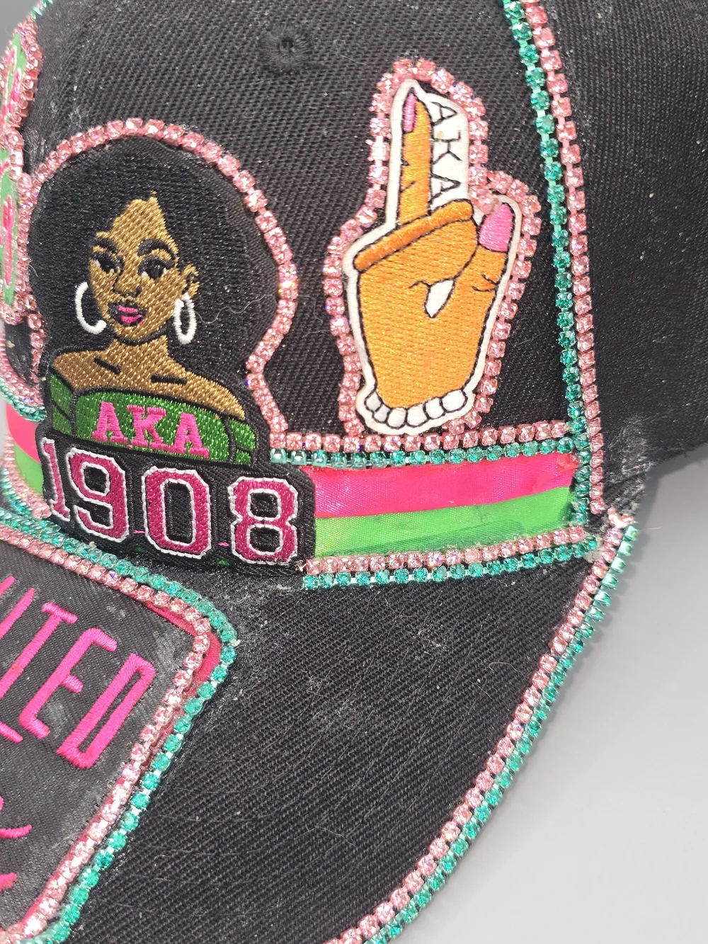 Limited Edition Black & Pink Embellished Baseball Cap - AKA 1908